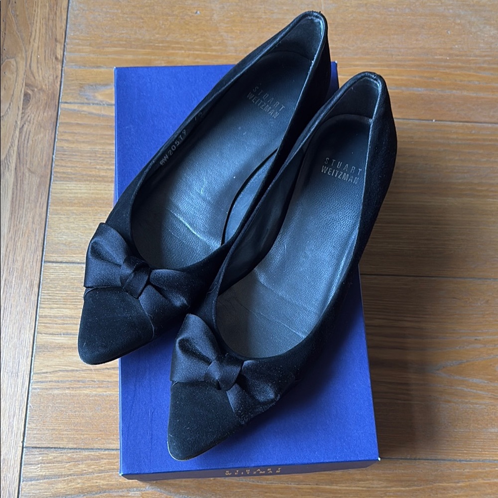 Stuart Weirzman black suede flats